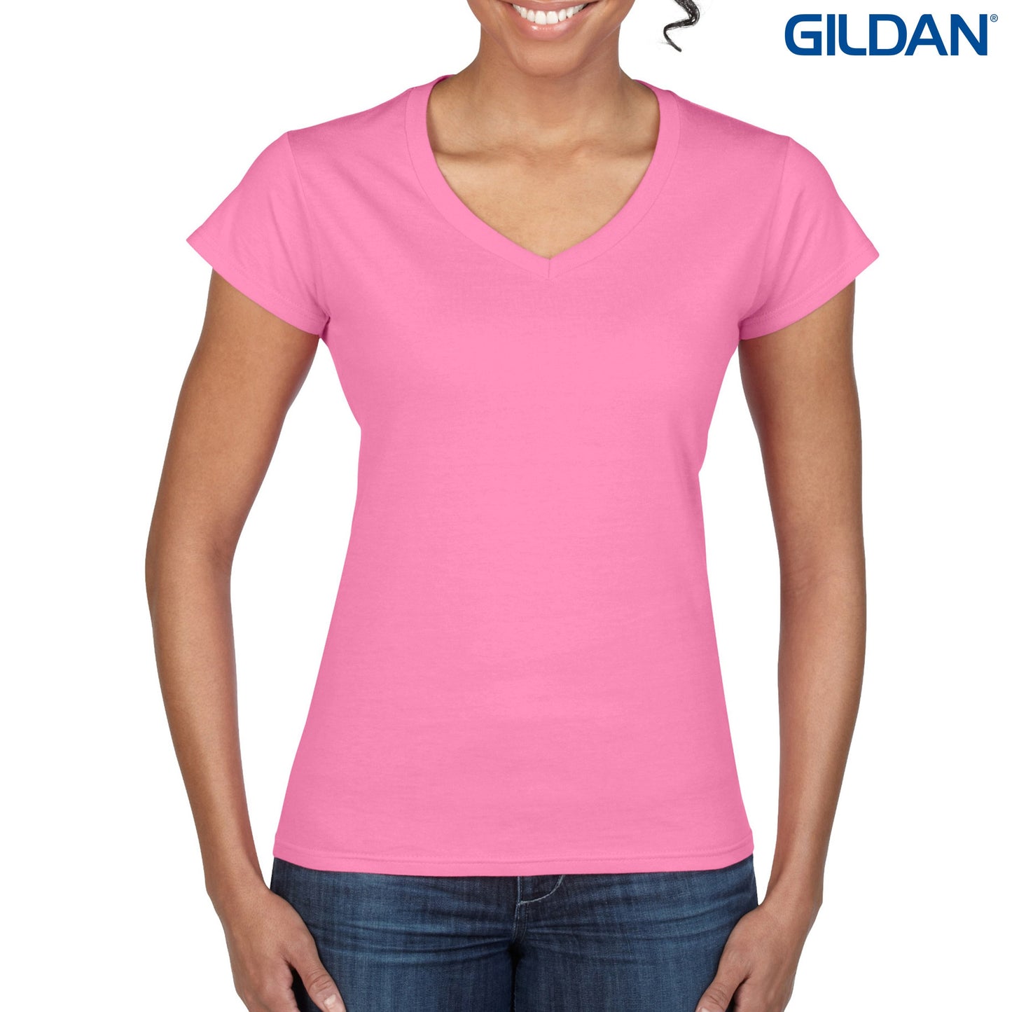 64V00L Ladies Ring Spun V-Neck