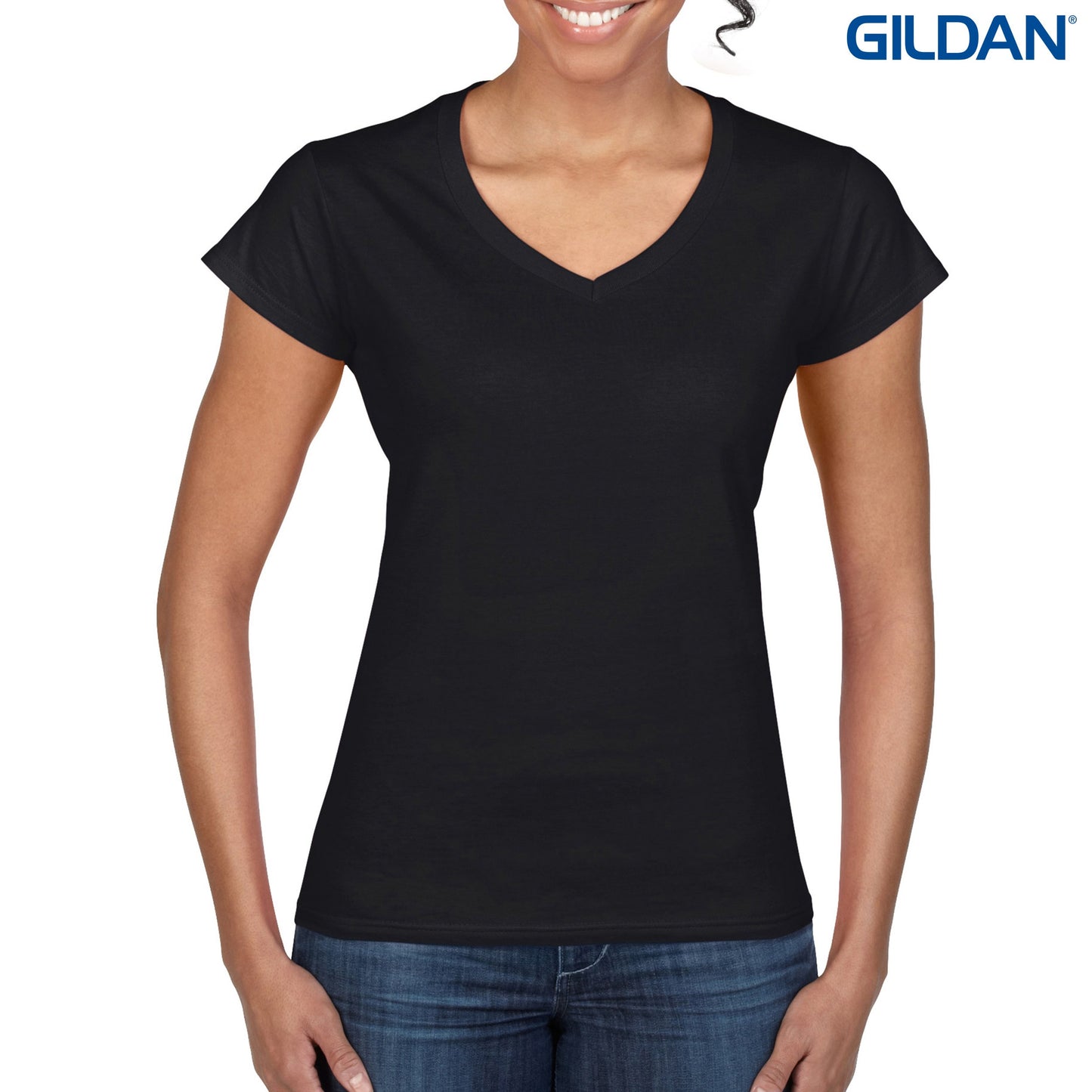 64V00L Ladies Ring Spun V-Neck