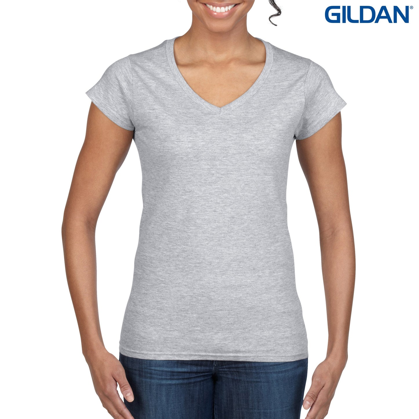 64V00L Ladies Ring Spun V-Neck