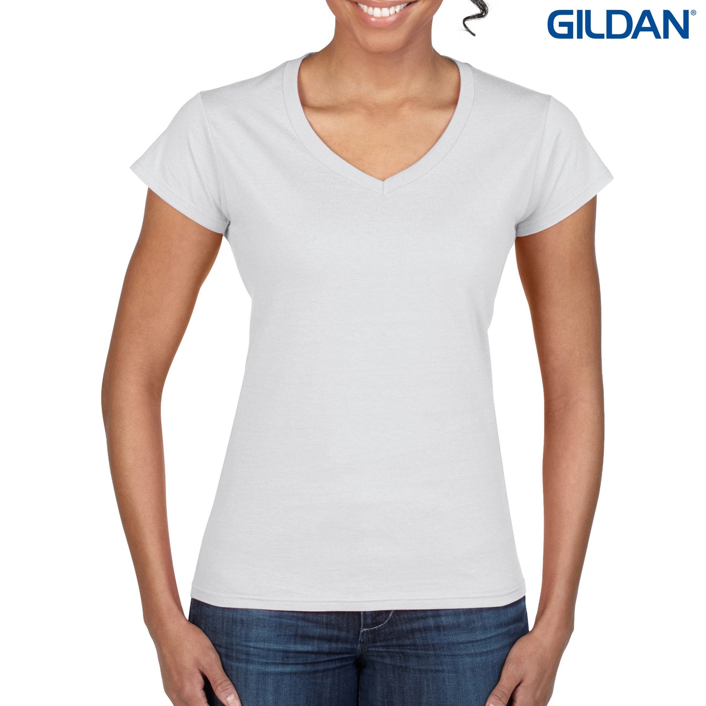 64V00L Ladies Ring Spun V-Neck