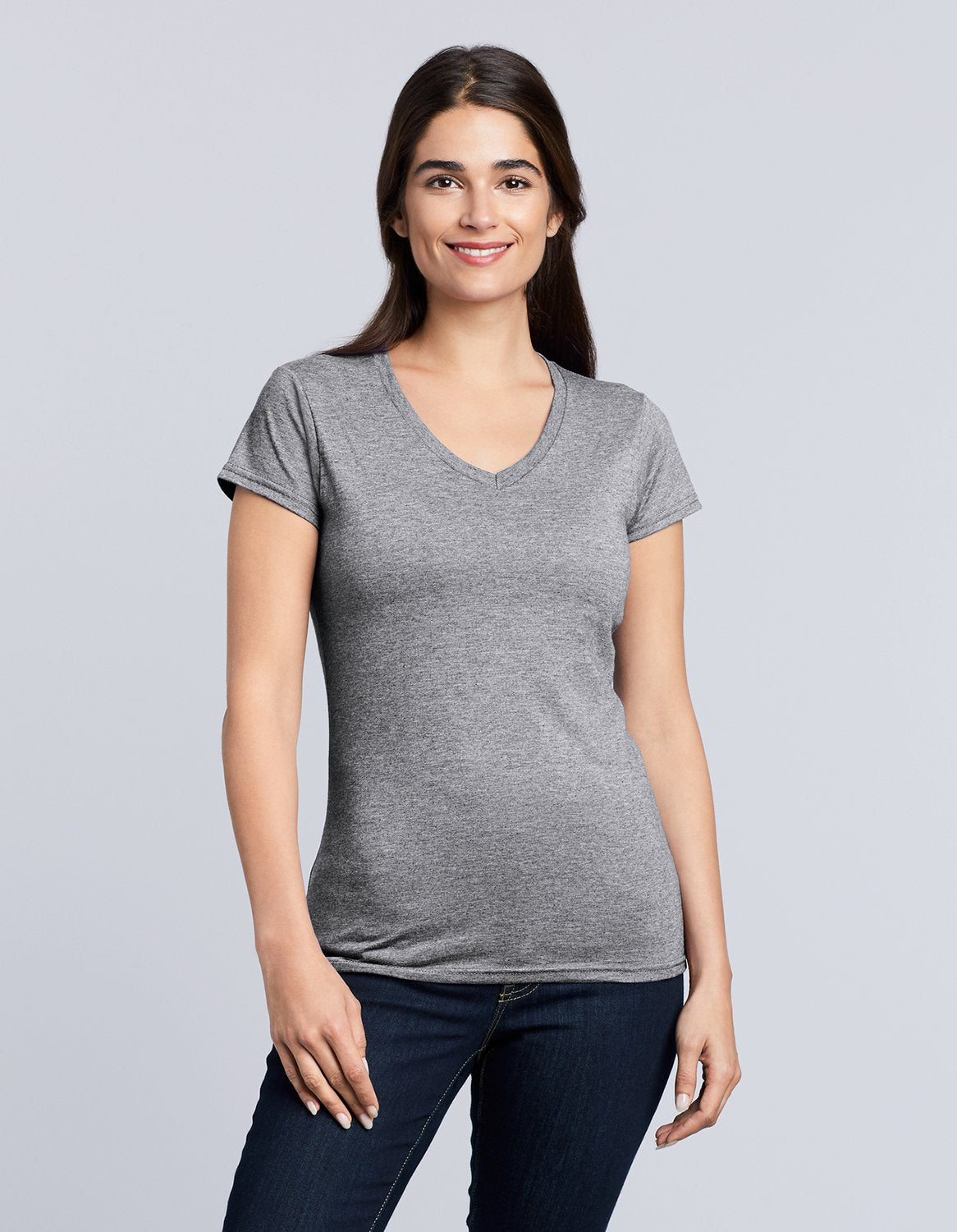 64V00L Ladies Ring Spun V-Neck