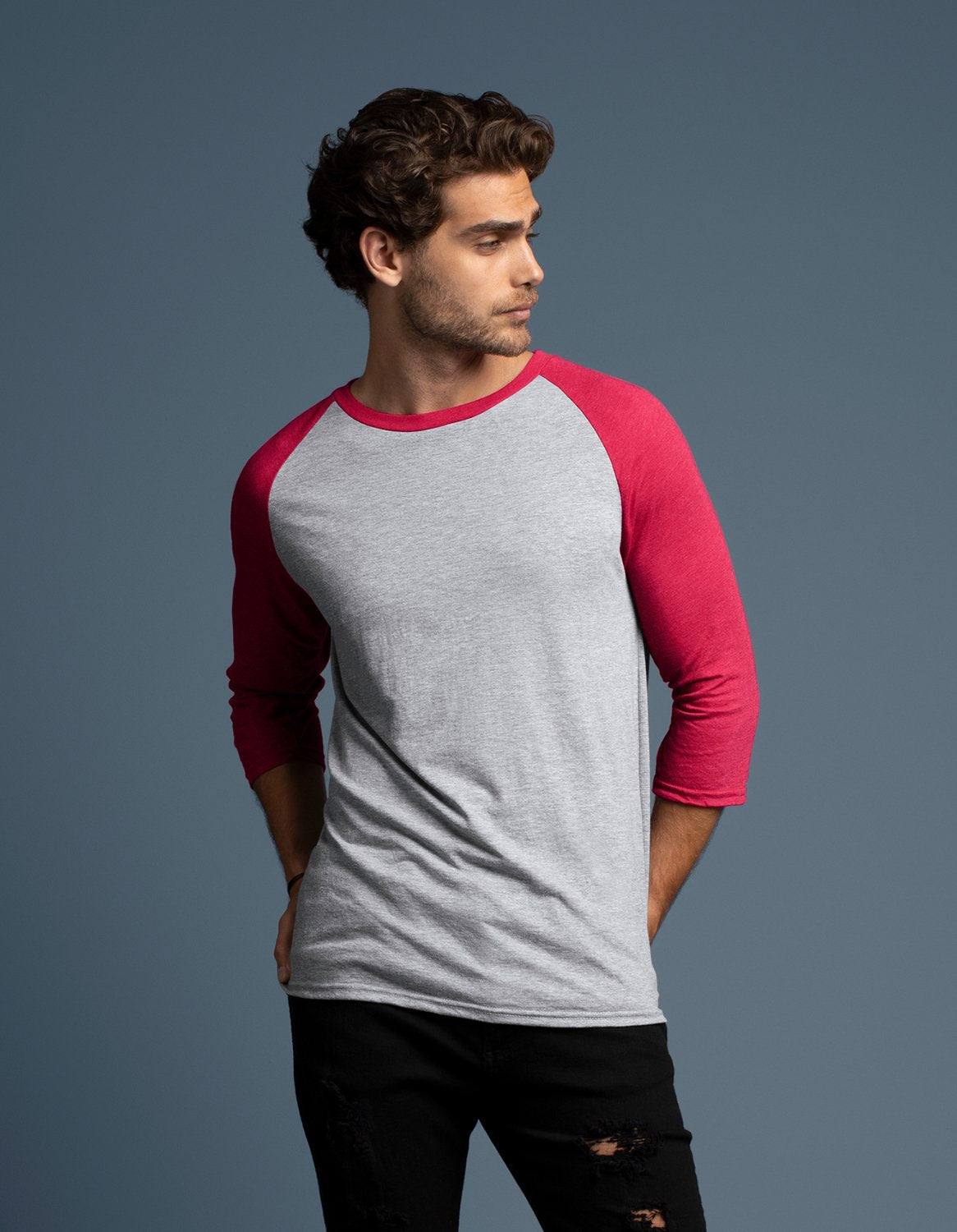 6755 Tri Blend Raglan 3/4 sleeve