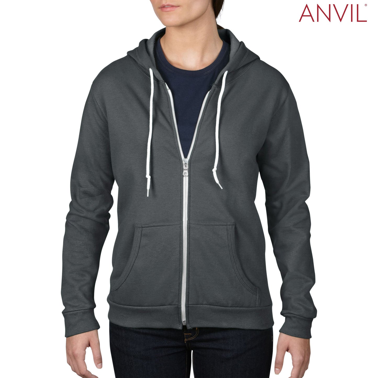 71600FL Anvil Ladies Fashion Zip Hood