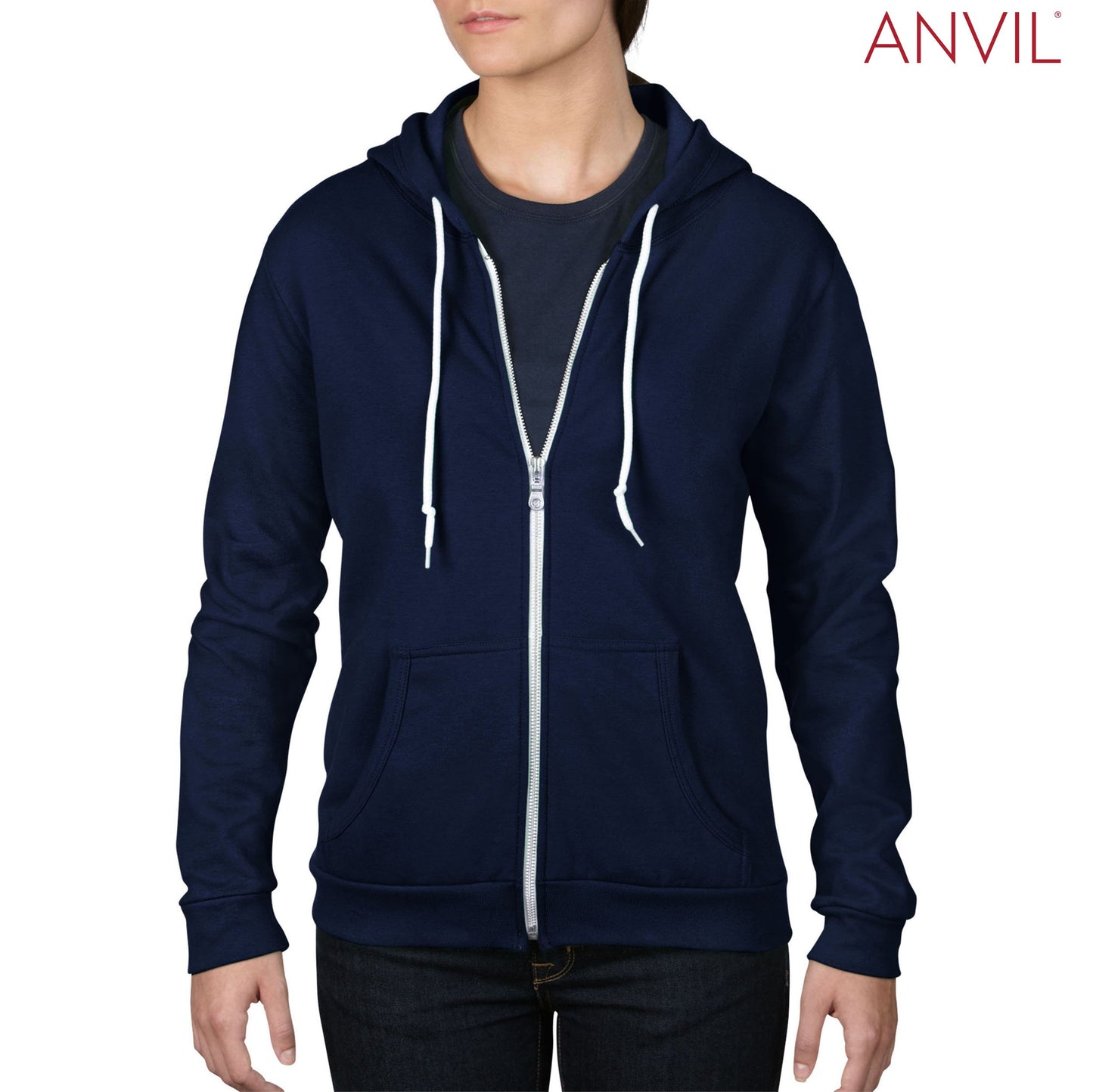 71600FL Anvil Ladies Fashion Zip Hood